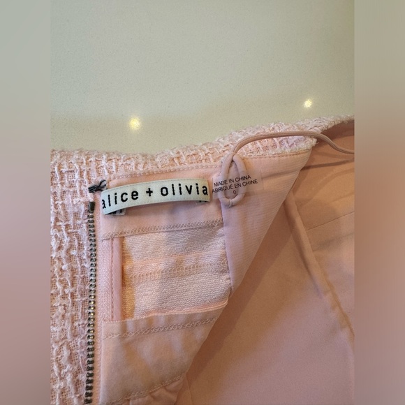 Brand New Never Worn - Alice and Olivia Carli Tweed Mini Dress - Pink - Size 0 - Picture 10 of 11